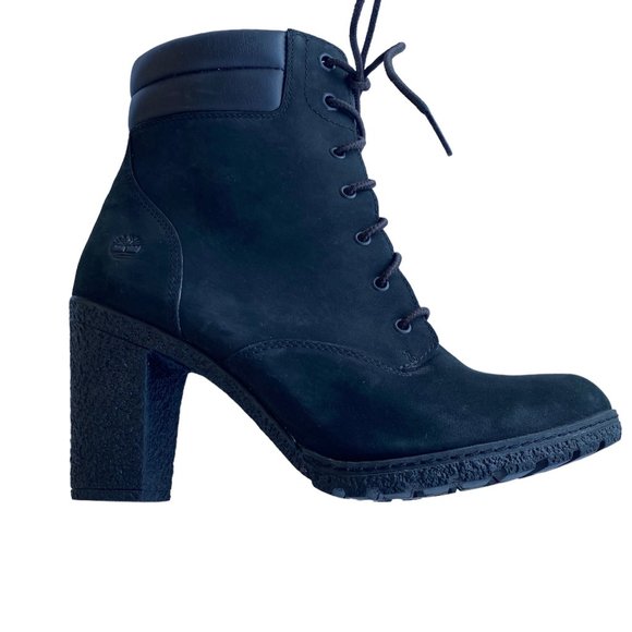 Timberland Tillston Black Leather High Heel Ankle Boot - Size 9.5 - Picture 1 of 6